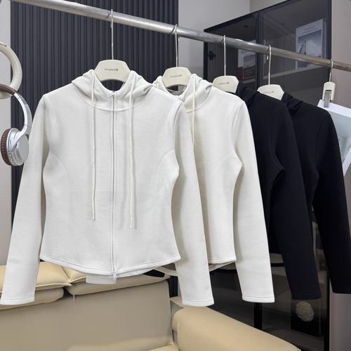 LU家订单！超显瘦小蛮腰石墨烯羊绒蚕丝蛋白双拉链连帽卫衣外套女