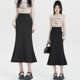 时尚 黑色西装 料包臀半身裙女春夏2026新款 a字鱼尾裙小个子长裙子