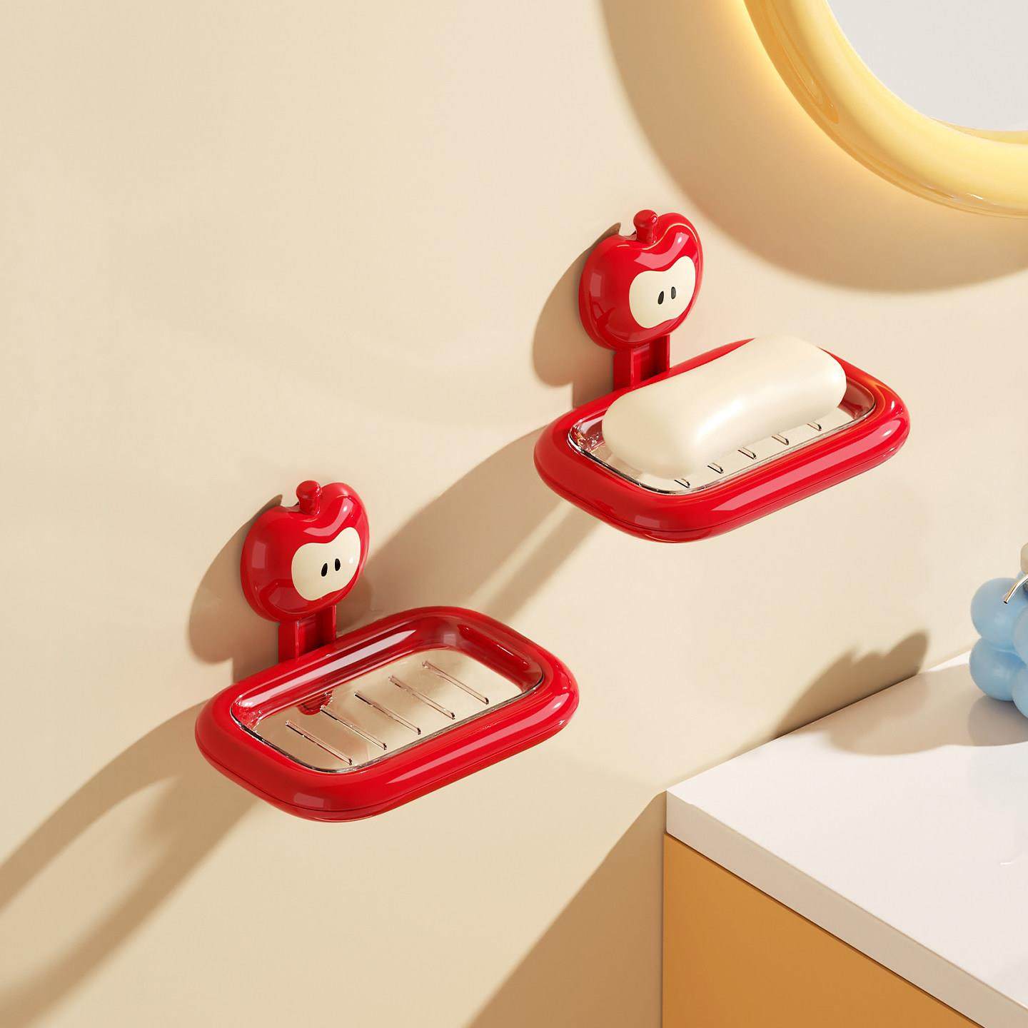 苹果吸盘肥皂盒家用卫生间免打孔壁挂式浴室墙上可沥水收纳香皂盒,家庭/个人清洁工具,皂盒,淘宝优惠券,粉丝福利购,淘宝优惠卷