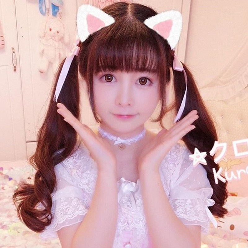 双马尾假发女cos软妹 萝莉洛丽塔lolita日系可爱长直发卷发绑带式