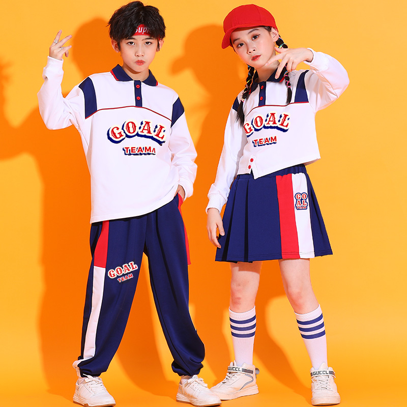 儿童长袖啦啦队演出服啦啦操服