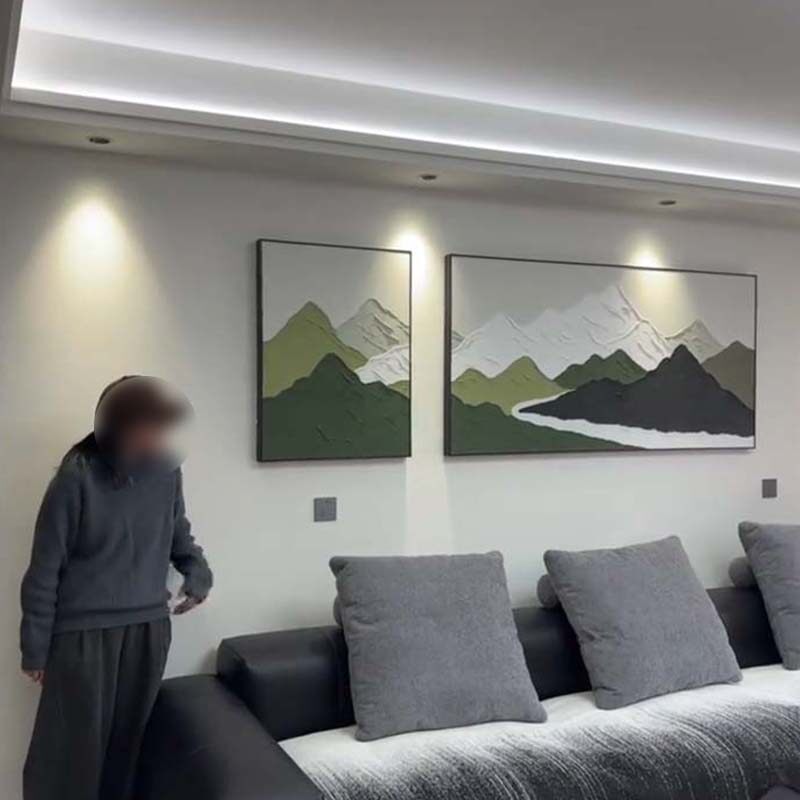 绿色背有靠山现代简约客厅装饰画小众抽象组合壁画复古卧室挂画