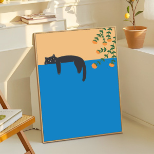 爬墙的小橘猫咪数字油画diy手工填色减压儿童卡通手绘丙烯装饰画