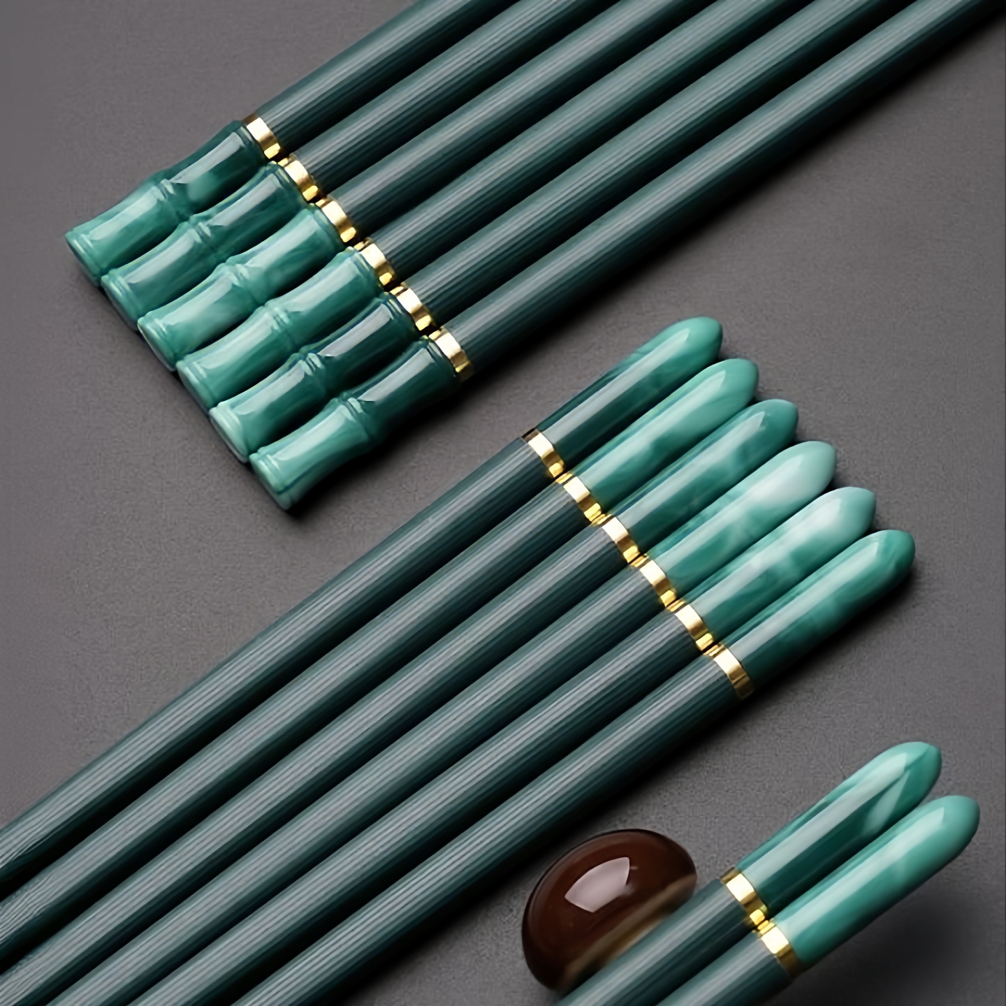 中式仿玉石合金筷子家用高档精致防滑防霉抗菌耐高温餐厅商用快子