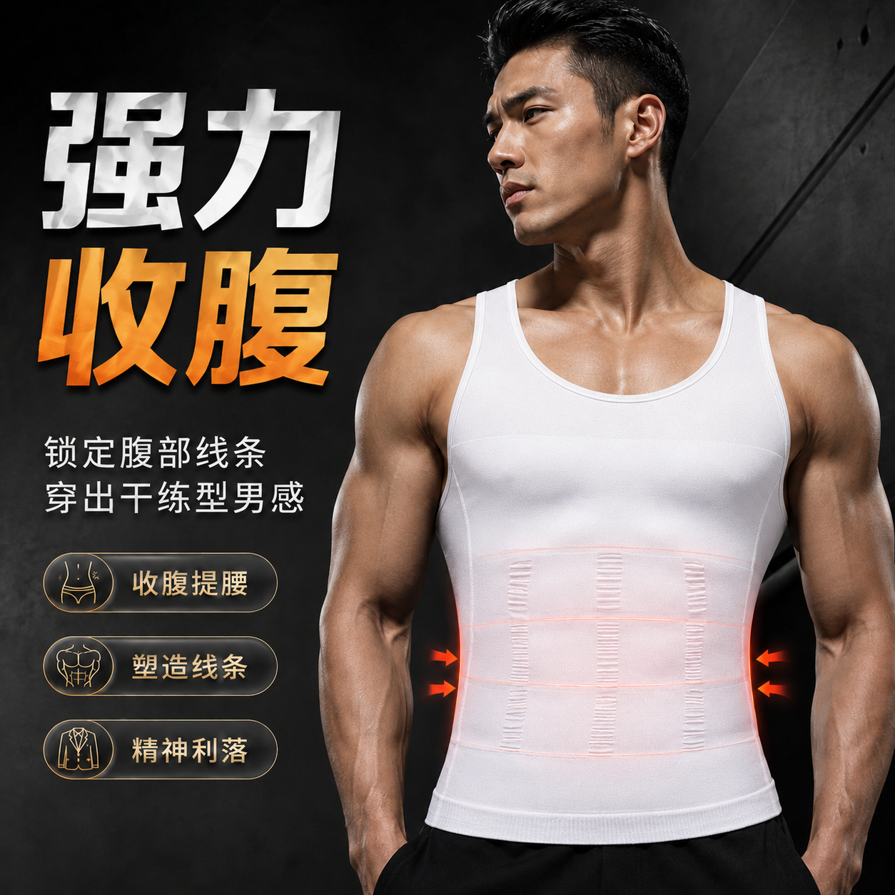 藏肉神器收腹背心男塑胸束胸束身束腰健身运动服紧身衣男士塑身衣