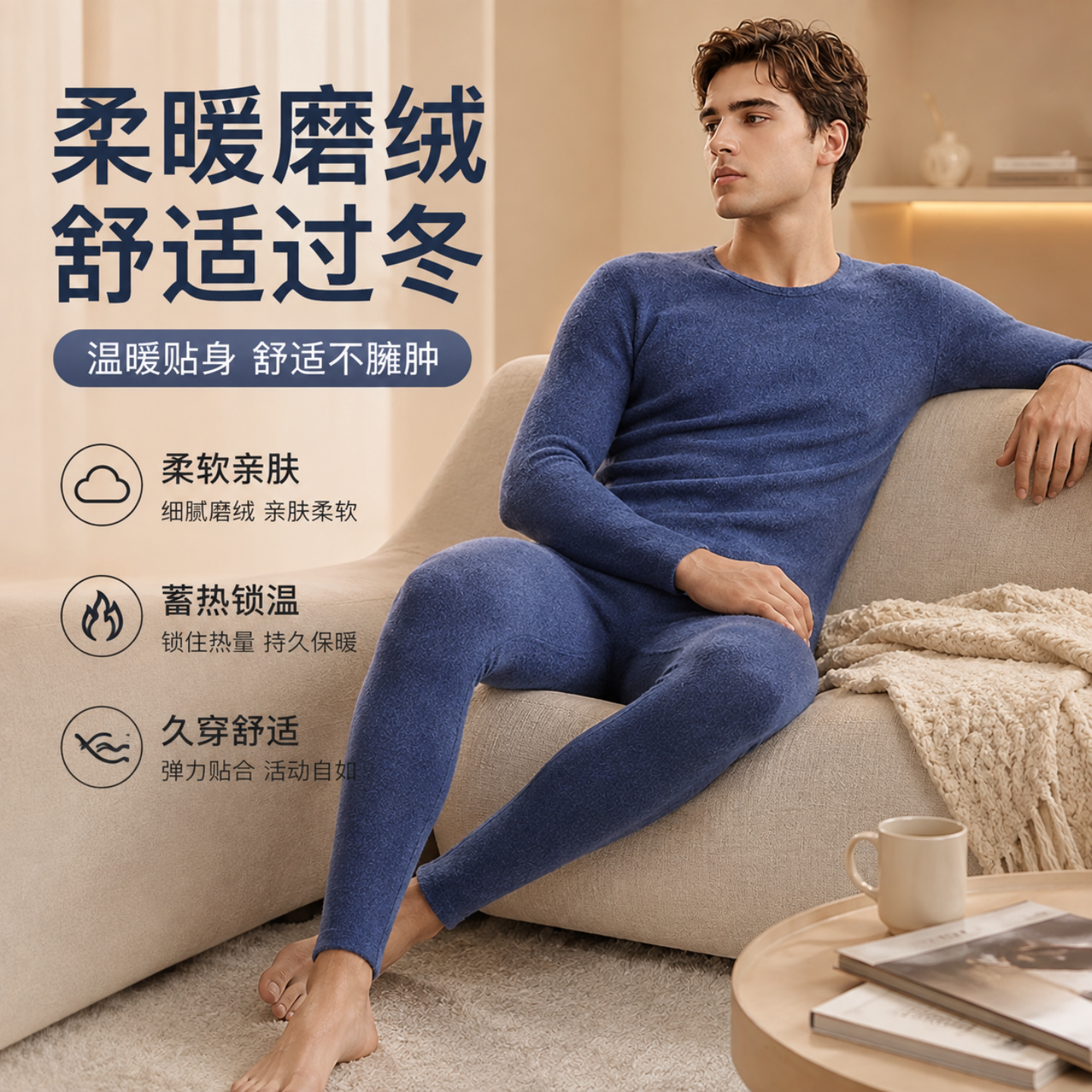 新款亲肤不勒保暖内衣套装男高弹贴身男款秋衣秋裤内衣舒适打底衫