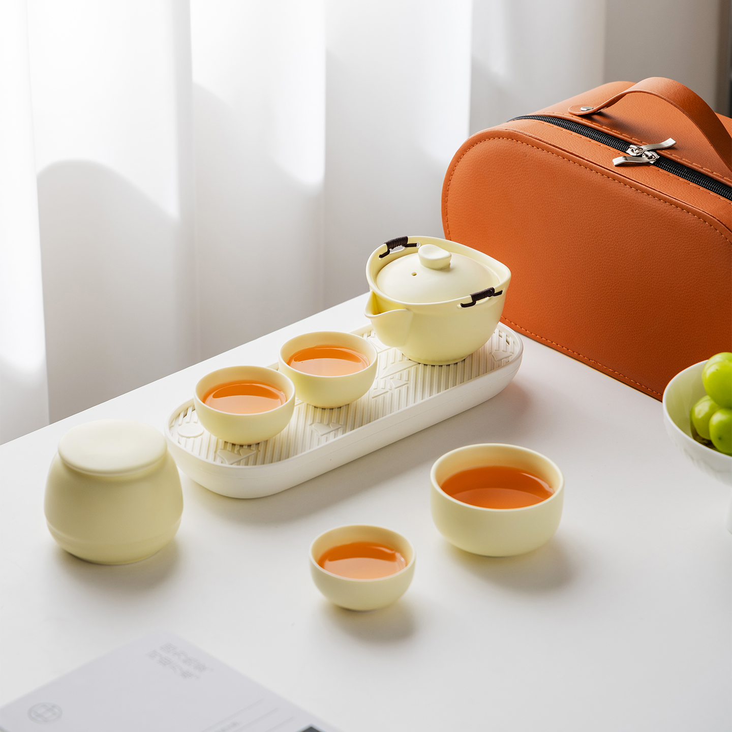户外旅行茶具套装便携式快客杯一壶四杯收纳包简约陶瓷泡茶壶茶杯