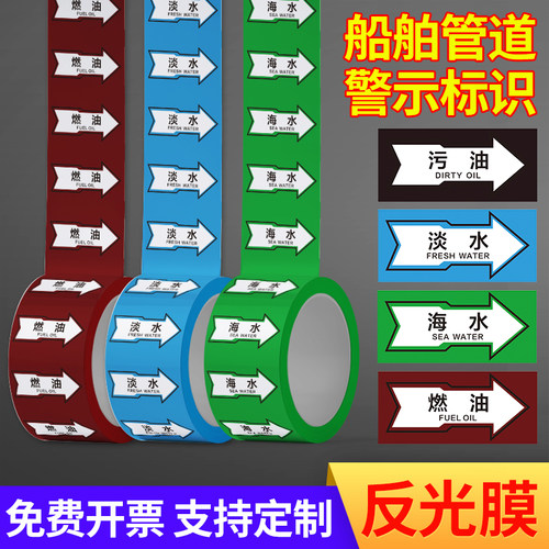 管道标识箭头高清贴纸警示标识