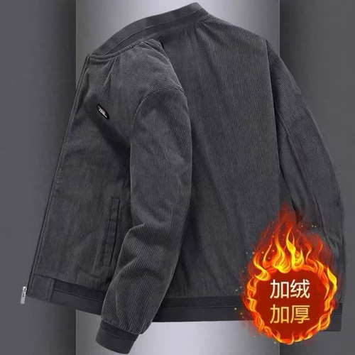 灯芯绒外套男春秋季青年工装大码宽松上衣服棒球领潮流复古薄夹克