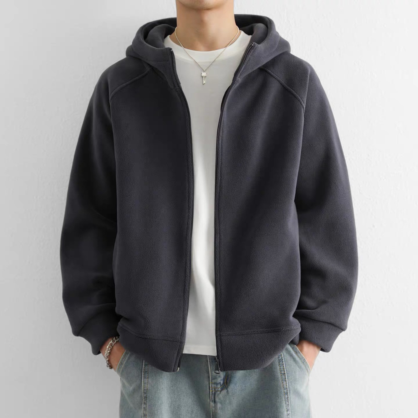 双面奥粒绒外套男秋冬季2025新款加厚保暖抓绒衣户外休闲连帽夹克,男装,时尚抓绒衣,淘宝优惠券,粉丝福利购,淘宝优惠卷