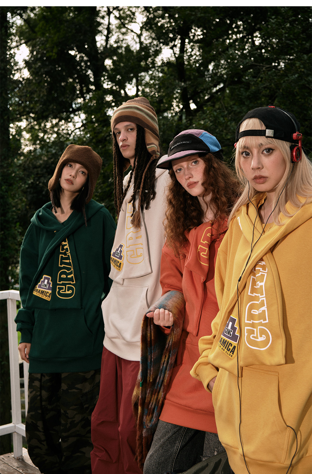 GRAMICA23秋冬围巾创意加绒卫衣男女同款情侣装宽松套头连帽