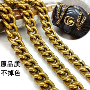 双GG包包链条配件不掉色铜包铝背包带子替换加皮斜挎包链子