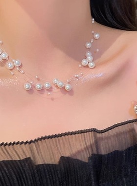 超仙多层珍珠项链女法式高级感