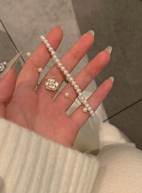 轻奢小众山茶花珍珠手链