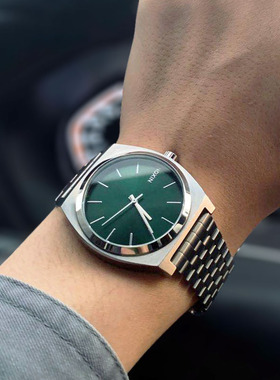 正品Nixon尼克松手表时尚钢带银绿小清新简约方形中性男女石英表