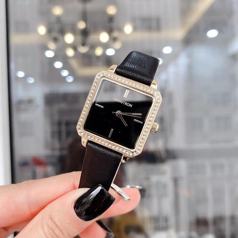 armitron复古方形镶钻欧美女表