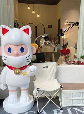 网红卡通bobo招财猫男友摆件店铺玻璃钢雕塑家居客厅大型落地装饰