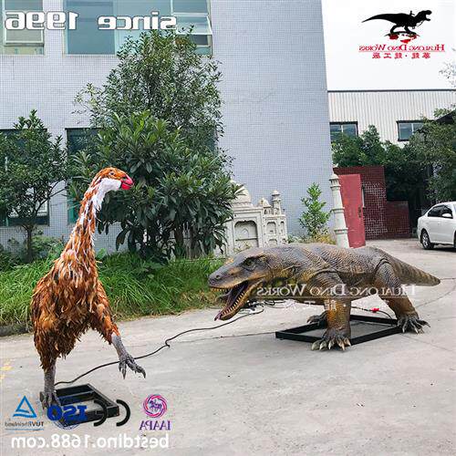 大型仿真机械硅胶电动仿真远古蜥蜴大战大号飞鸟打斗场景模型摆件