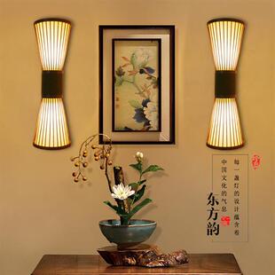 厂家直供壁灯复古客栈餐厅民宿楼梯过道卧室床头竹艺新中式壁灯