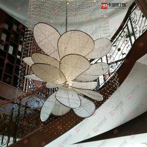 大型莲花形酒店工程吊灯会所售楼大厅大堂沙盘水晶灯可定别墅灯具
