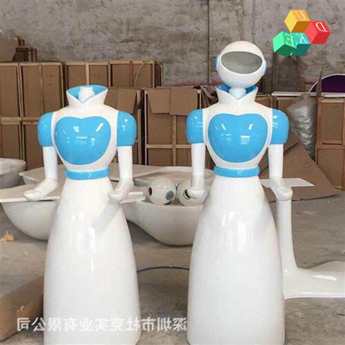 酒店餐厅送餐机器人外壳玻璃钢迎宾机器人机器人点餐设备外壳摆件