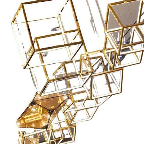 非标制作工程灯创意方形造型灯具酒店吧台商场前台售楼部大厅吊灯