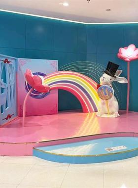 大型玻璃钢雕塑定制卡通彩绘吉祥物户外网红兔子摆件美陈系列