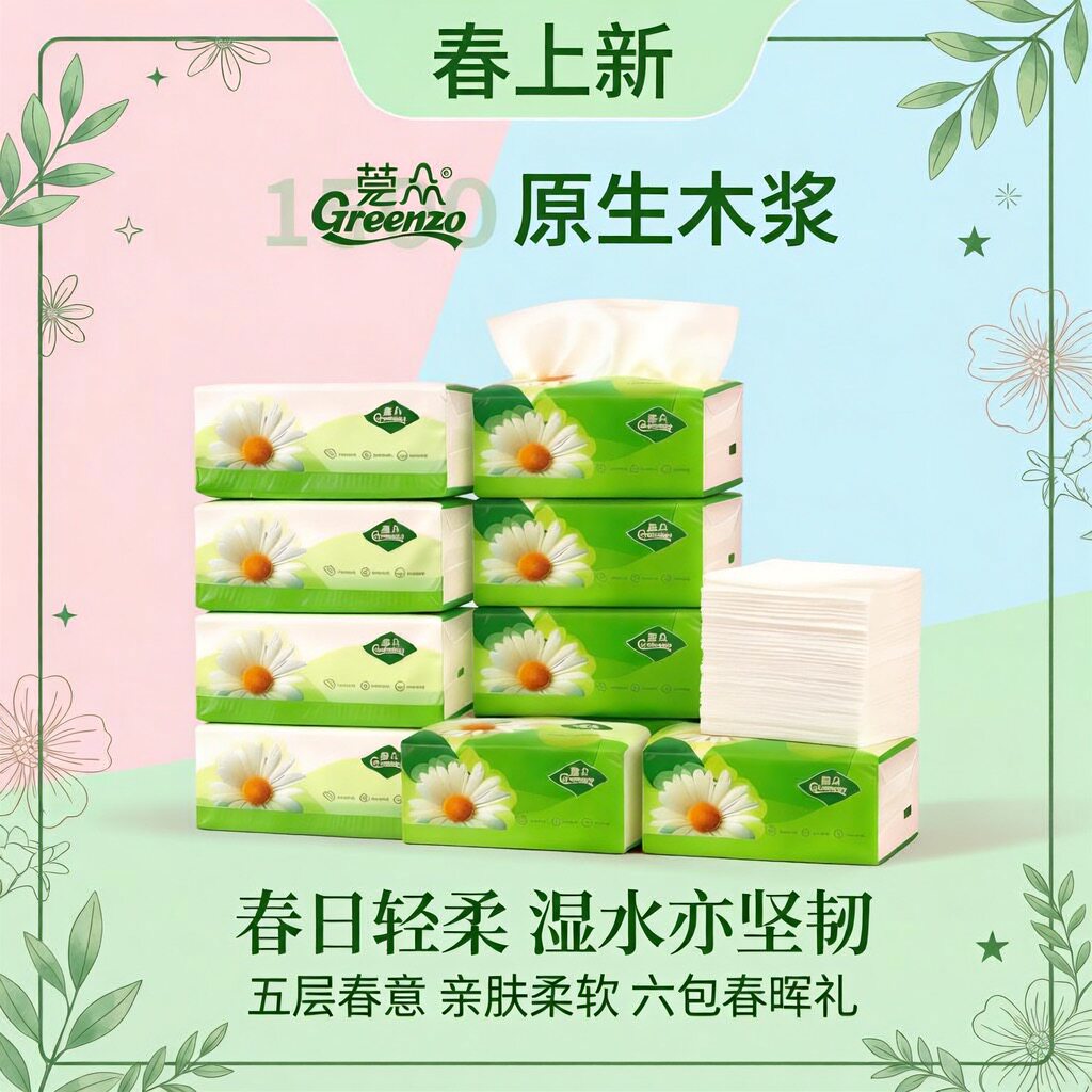 油站同款莞众抽纸6包/提纸巾5层家用80抽原生木浆无荧光剂可湿水