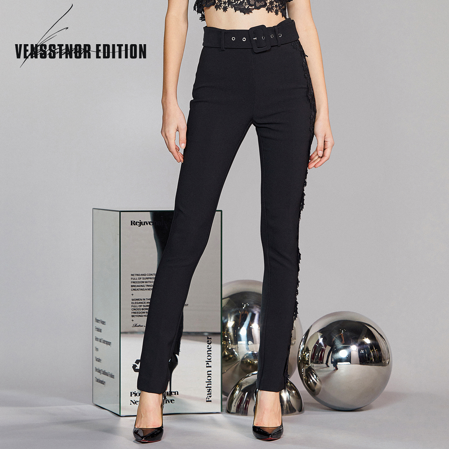 VENSSTNOR/维斯提诺 20夏新款村色百搭修身显瘦气质女休闲长裤