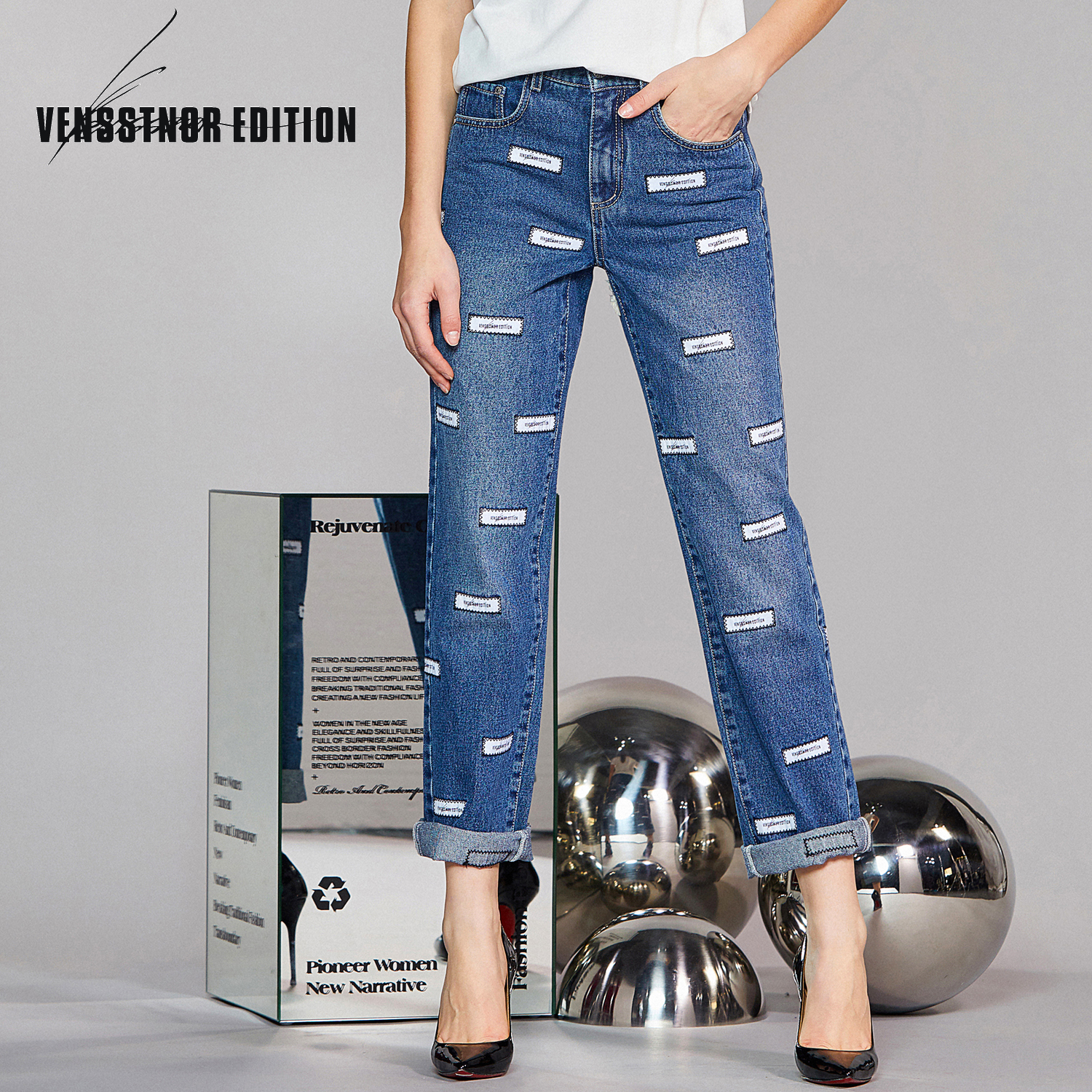 VENSSTNOR维斯提诺 20夏新品时髦减龄洗水直筒百搭女士牛仔休闲裤