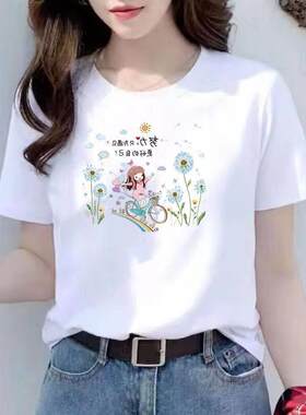 短袖t恤女ins潮春装今年宽