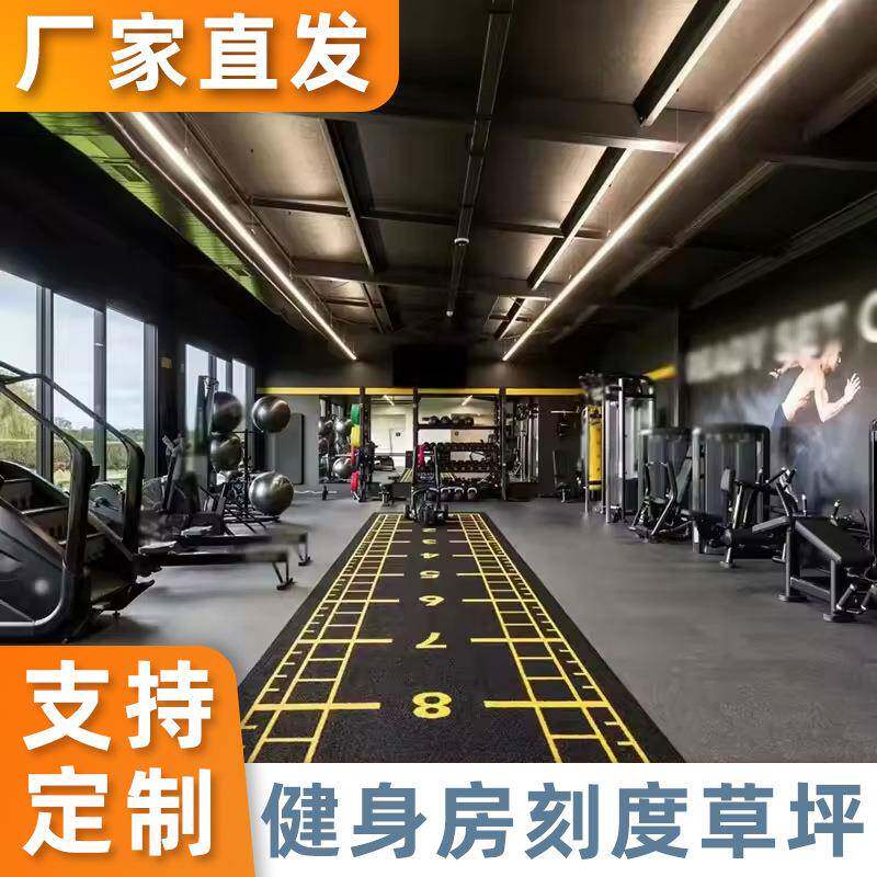 跨境热销健身房草坪仿真草坪刻度草白线功能图案草LOGO定制草坪