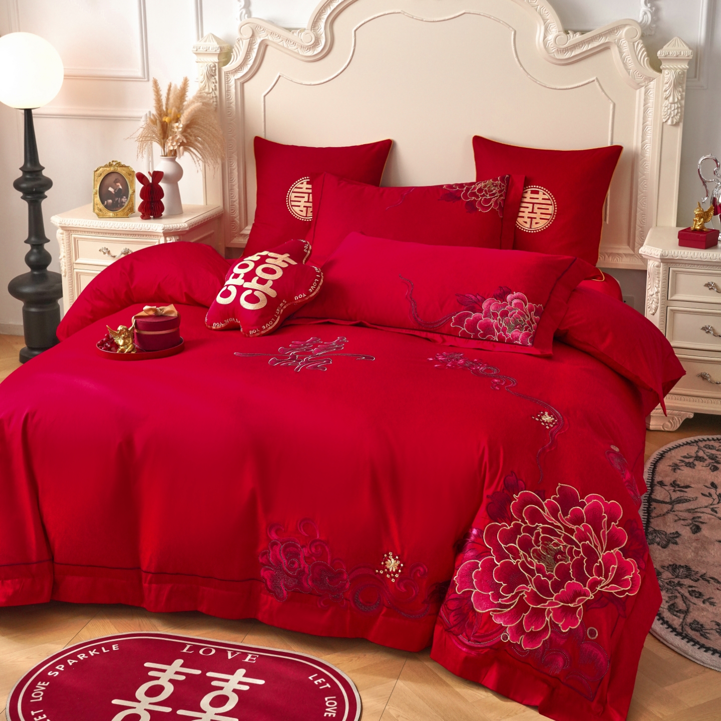 高端婚庆长绒棉刺绣纯棉四件套