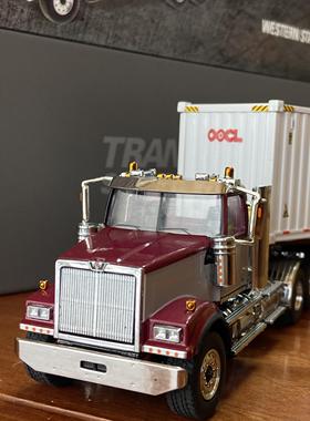 DM 1：50 西部之星OOCL集装箱运输货卡车模型Western Star 4900