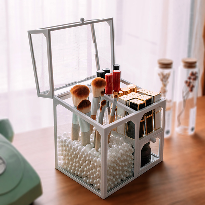 玻璃化妆刷收纳筒桌面防尘梳妆台