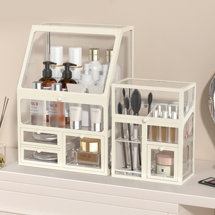 化妆品收纳盒桌面梳妆台防尘抽屉式口红化妆刷收纳筒护肤品置物架