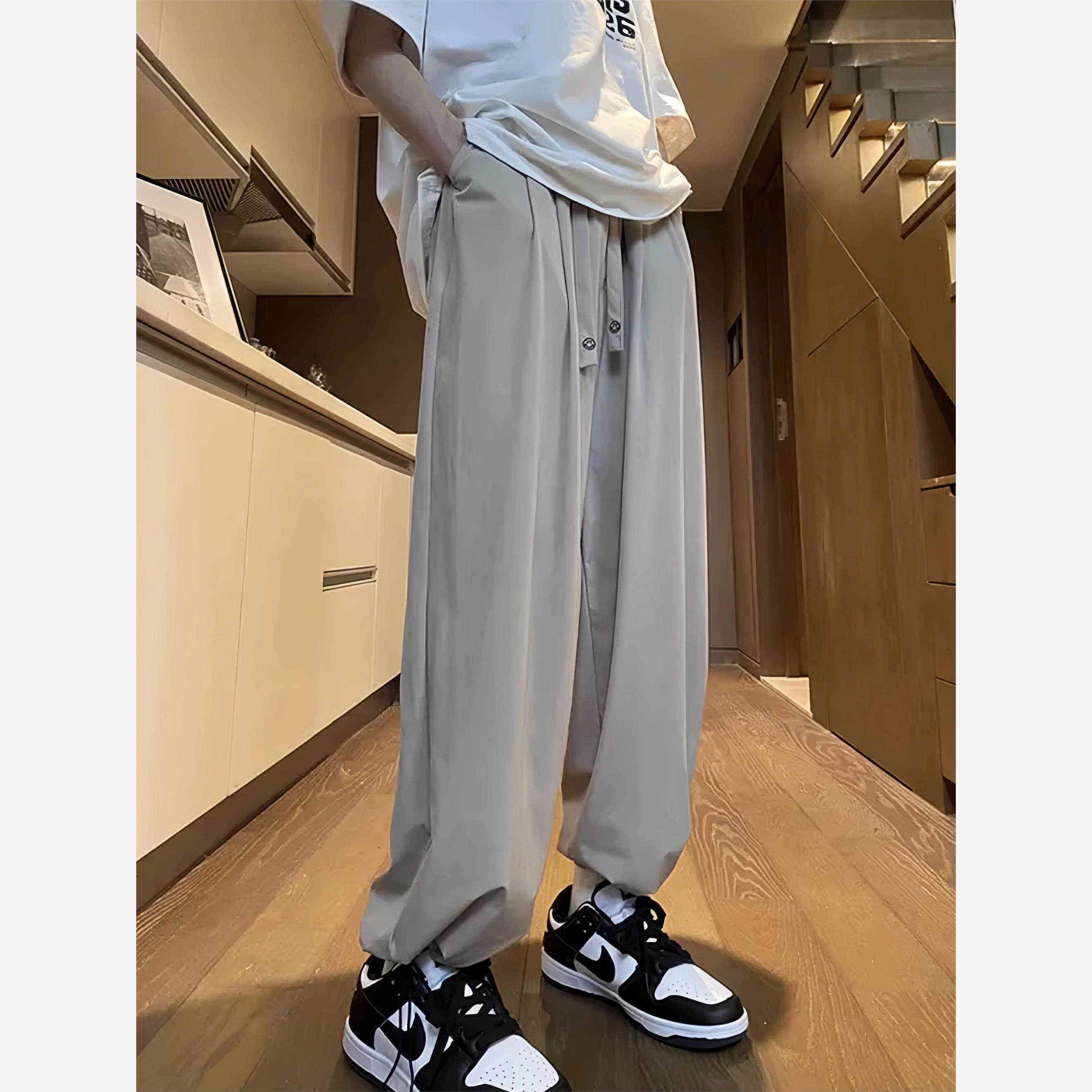 夏季防晒裤子男女薄款冰丝直筒宽松休闲垂感裤速干透气束脚收口裤