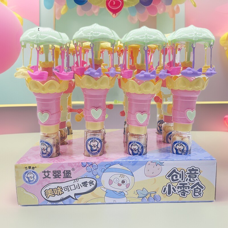 厂家批发艾婴堡闪光手摇木马小馒头蛋酥休闲食品玩具糖果烘焙工艺