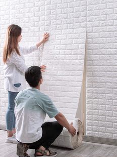 饰贴 泡沫板墙纸自粘3d立体墙贴砖纹壁纸防水防潮可擦洗卧室温馨装