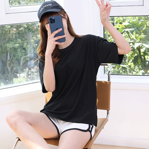 Tide, однотонная летняя дышащая черная футболка, короткий рукав, круглый воротник, сезон 2021