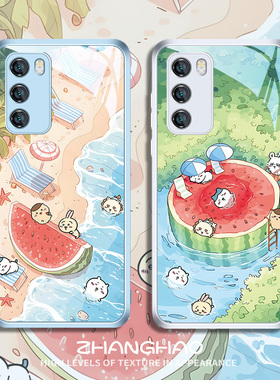 适用荣耀200pro情侣手机壳吉伊卡哇100/90/80新款chiikawa华为mate60pro夏天pura70乌萨奇p50玻璃nova12套11