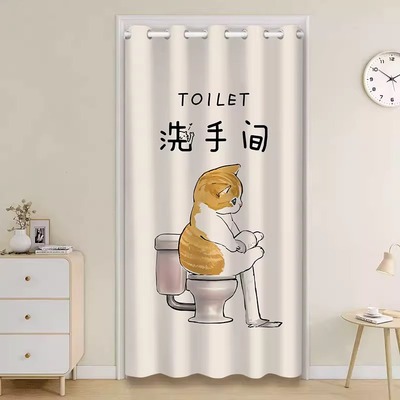 卫生间专用门帘遮挡帘免打孔洗手间厕所隔断帘全遮高级感空调帘