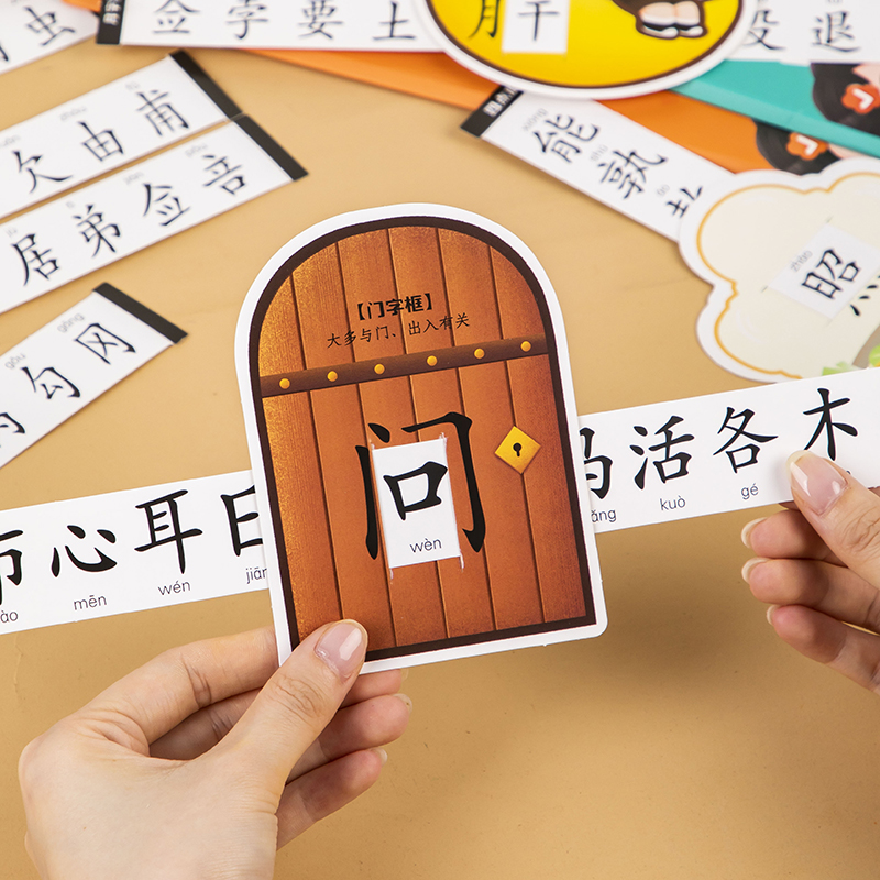 时光学偏旁识字抽拉卡幼儿儿童幼小衔接识字抽拉卡趣味象形偏旁
