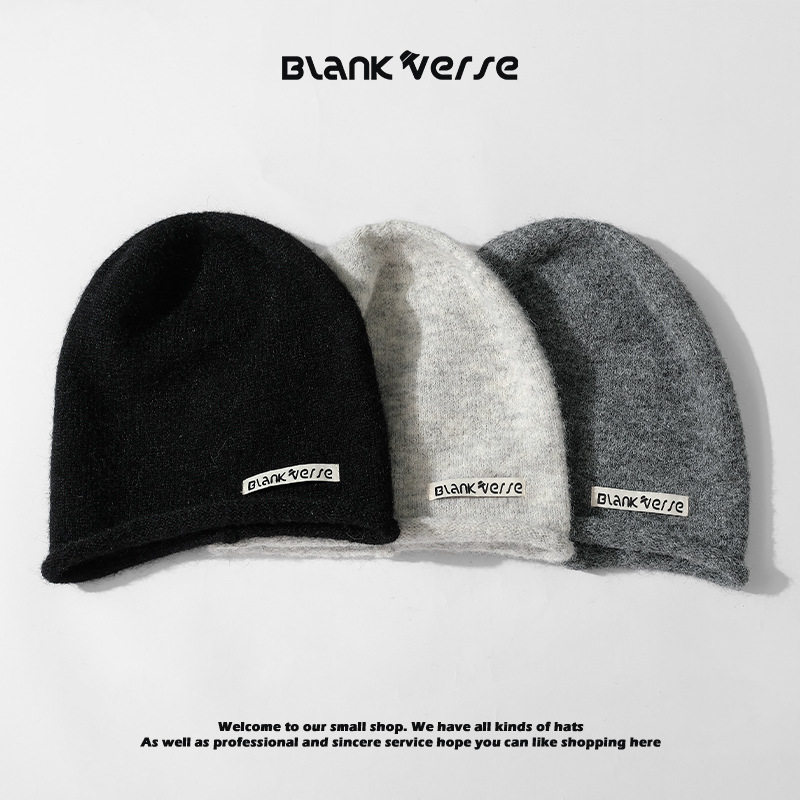 宽松版大头围堆堆帽女款秋冬季针织保暖毛线帽显脸小包头护耳冷帽