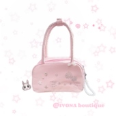 IVONA 奶泡泡缎^ 原创烫钻粉色kitty少女心Y2k猫咪手提包包女