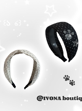 IVONA【小爪印^】原创diy小众设计感Y2k烫钻古早波点星星发箍发带