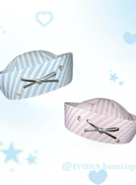 IVONA【甜心教主%】原创日系美少女！闪钻爱心蝴蝶结百搭水手帽子