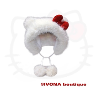 IVONA【谁不爱Kitty！】高级版本 超可爱毛绒加厚显脸小保暖帽子