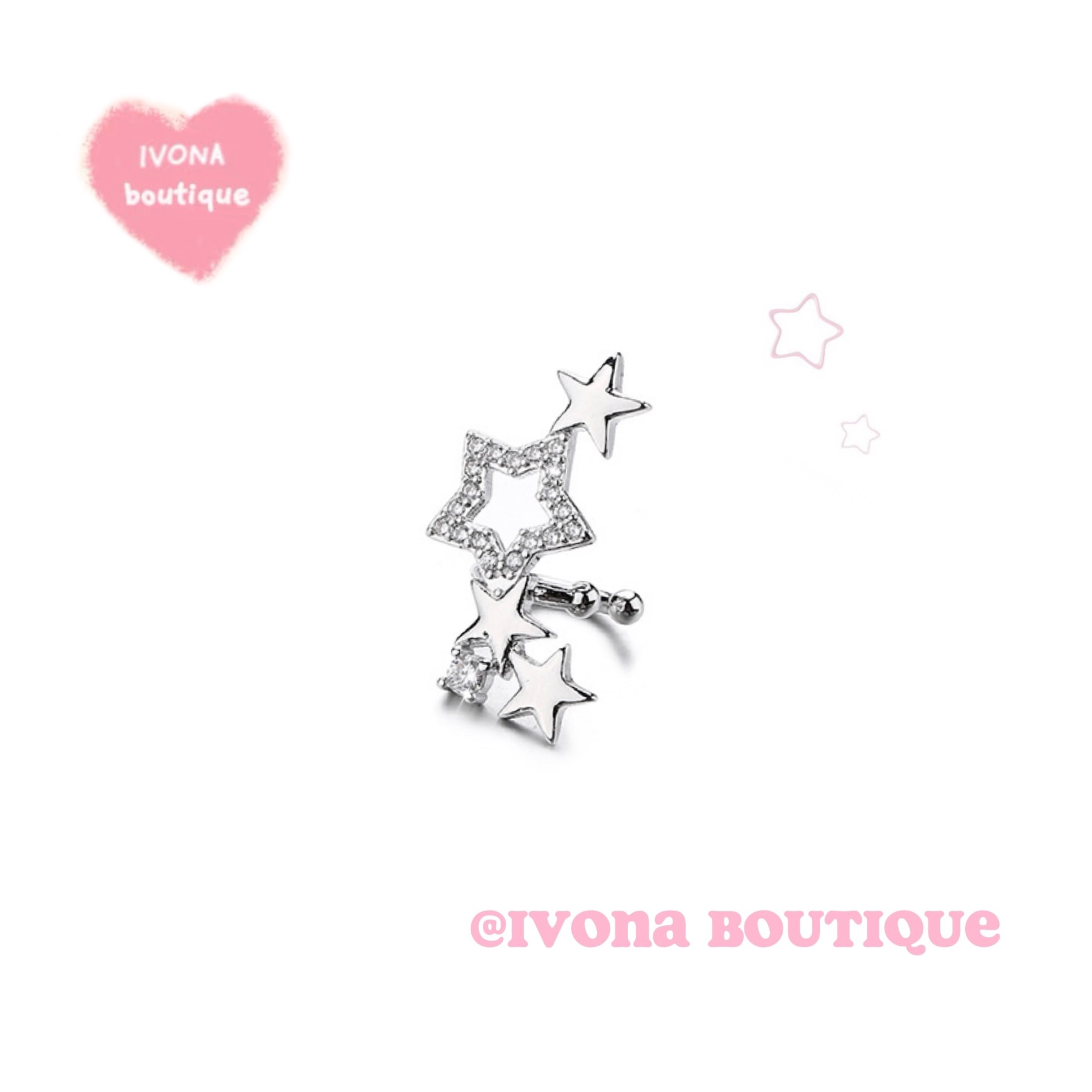 IVONA闪闪气质无耳洞星星耳夹