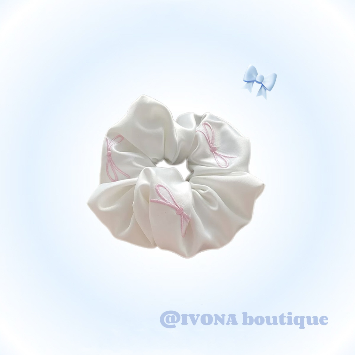 IVONA【芭蕾少女*】春天来啦！定制可爱刺绣蝴蝶结缎面大肠发圈